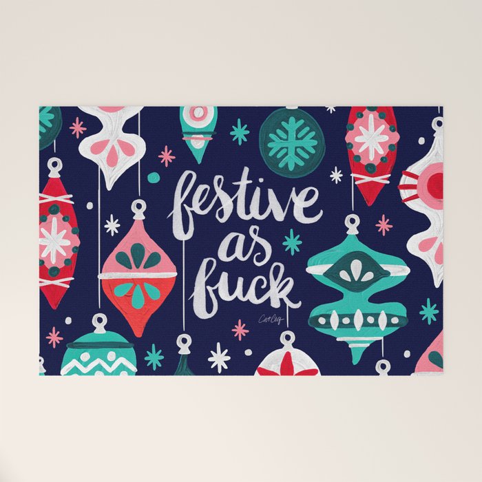 Festive As Fuck - Navy Palette Welcome Mat Gallery Image 1