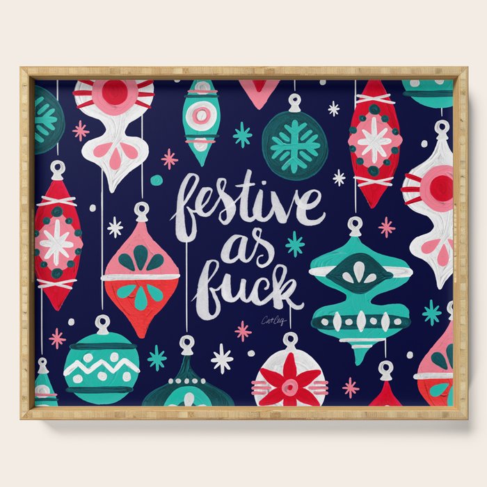 Festive As Fuck - Navy Palette Serving Tray Gallery Image 1