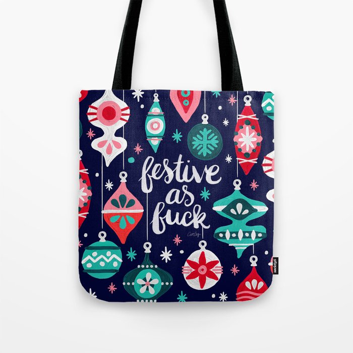 Festive As Fuck - Navy Palette Tote Bag Gallery Image 1