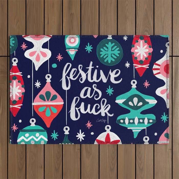 Festive As Fuck - Navy Palette Outdoor Rug Gallery Image 1