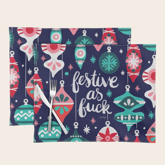 Festive As Fuck - Navy Palette Placemat Gallery Image 1