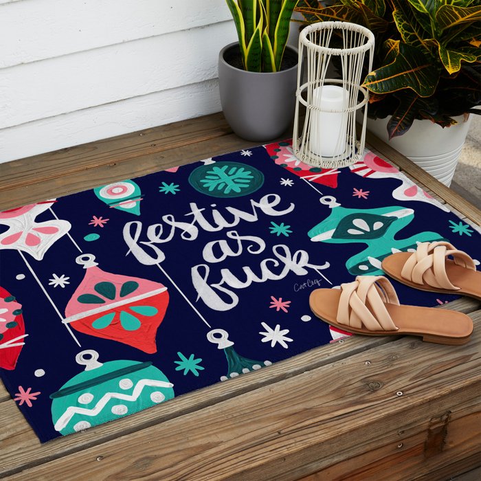 Festive As Fuck - Navy Palette Outdoor Rug Gallery Image 2