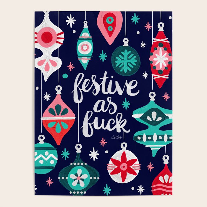 Festive As Fuck - Navy Palette Poster Gallery Image 4
