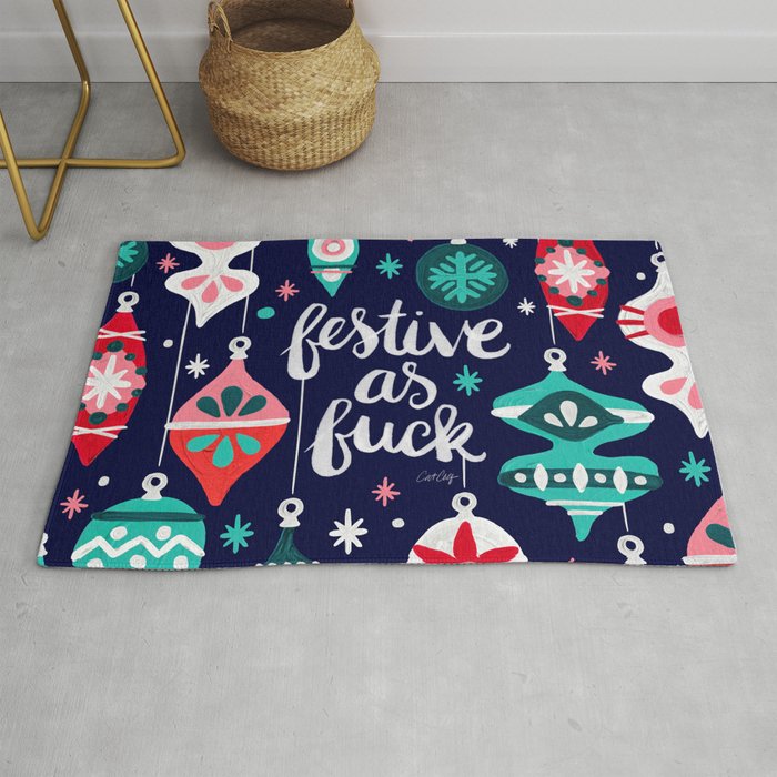 Festive As Fuck - Navy Palette Rug Gallery Image 1