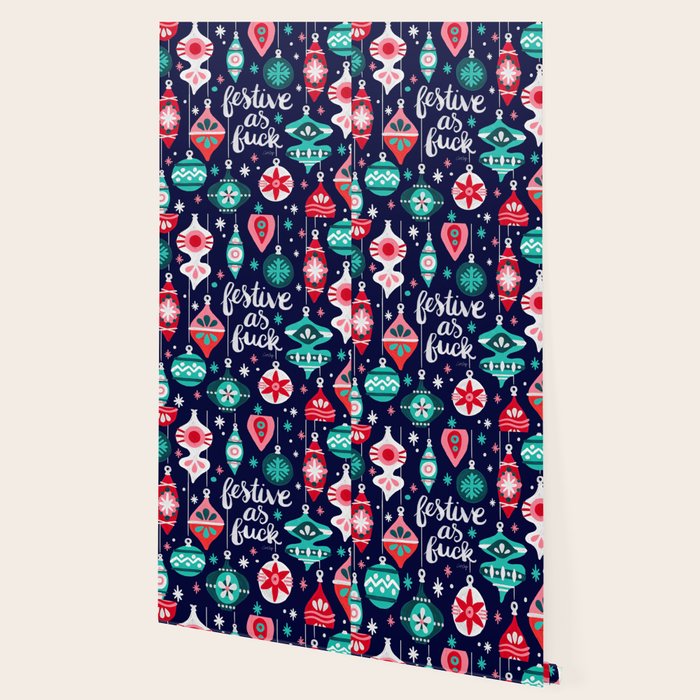 Festive As Fuck - Navy Palette Wallpaper Gallery Image 2