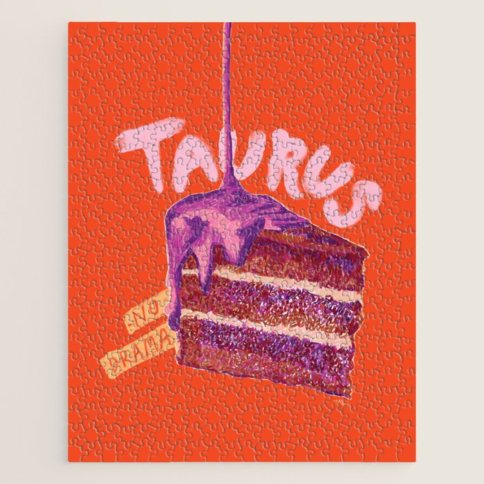 Taurus Birthday Cake in Burnt Orange Jigsaw Puzzle Gallery Image 1