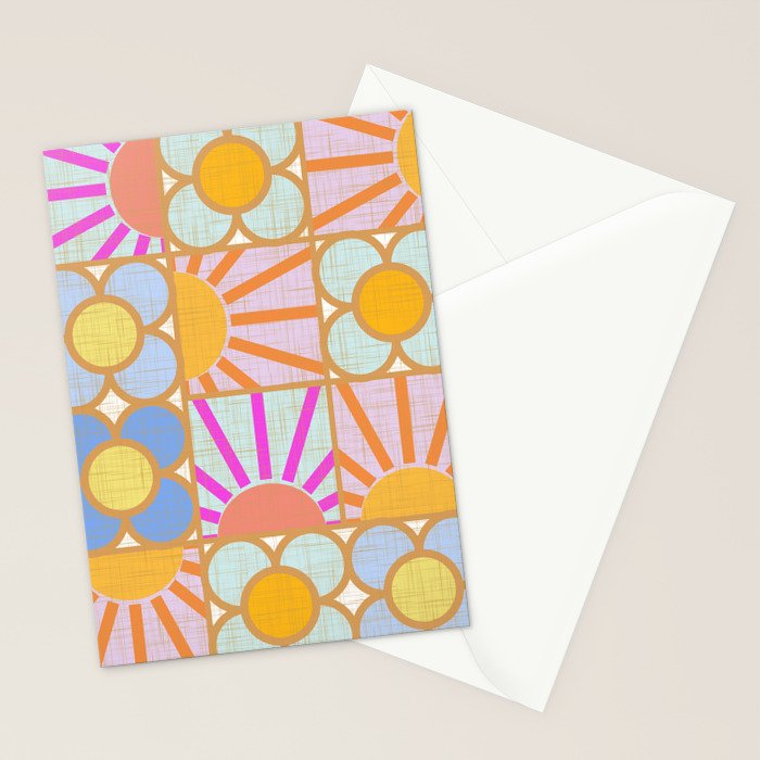 Sun and Blooms Patchwork Stationery Card Gallery Image 2