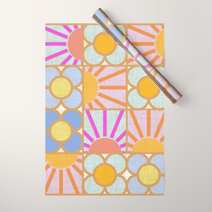 Sun and Blooms Patchwork Wrapping Paper Gallery Image 1