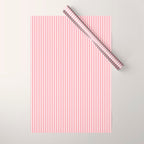 Ultra Fine Stripes Narrow Vertical Stripe Pattern in Fresh Cottage Pink and White Wrapping Paper Gallery Image 1