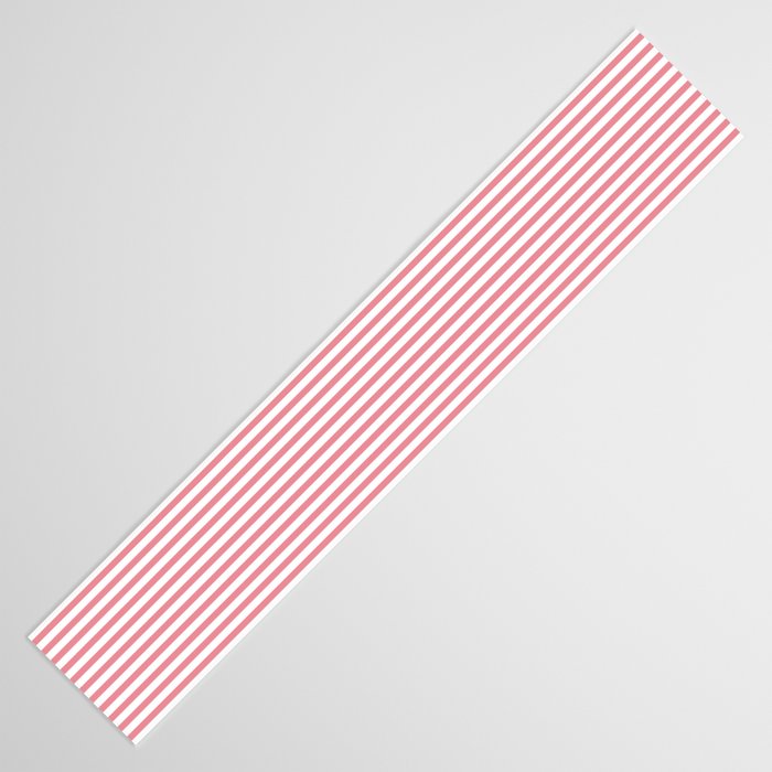 Ultra Fine Stripes Narrow Vertical Stripe Pattern in Fresh Cottage Pink and White Table Runner Gallery Image 3