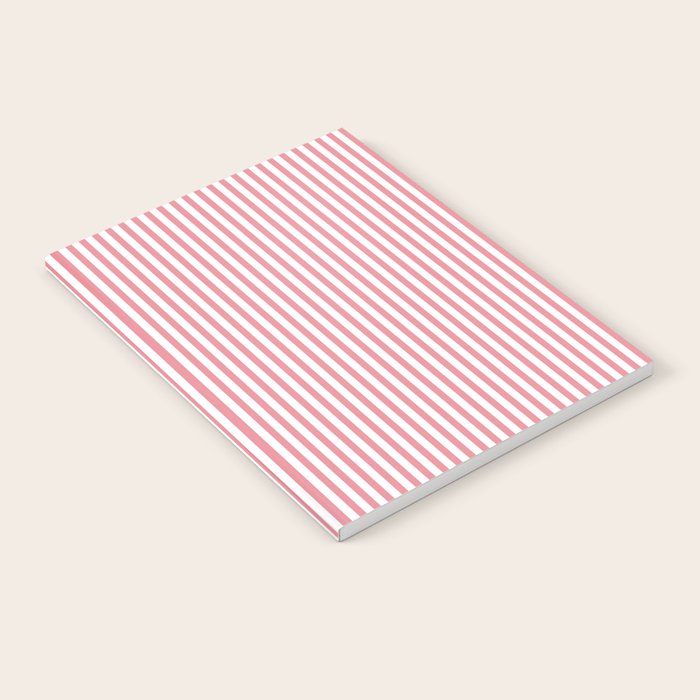 Ultra Fine Stripes Narrow Vertical Stripe Pattern in Fresh Cottage Pink and White Notebook Gallery Image 2