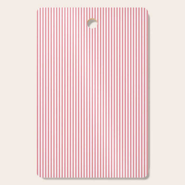 Ultra Fine Stripes Narrow Vertical Stripe Pattern in Fresh Cottage Pink and White Cutting Board Gallery Image 1