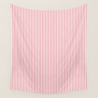 Ultra Fine Stripes Narrow Vertical Stripe Pattern in Fresh Cottage Pink and White Wall Tapestry Gallery Image 4