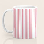 Ultra Fine Stripes Narrow Vertical Stripe Pattern in Fresh Cottage Pink and White Coffee Mug Gallery Image 3