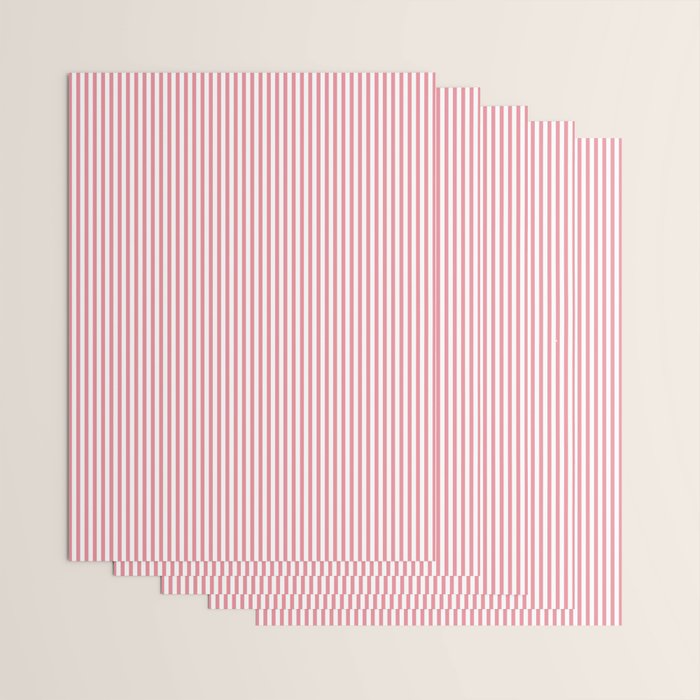 Ultra Fine Stripes Narrow Vertical Stripe Pattern in Fresh Cottage Pink and White Wrapping Paper Gallery Image 3