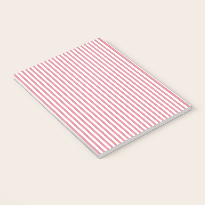 Ultra Fine Stripes Narrow Vertical Stripe Pattern in Fresh Cottage Pink and White Notebook Gallery Image 3