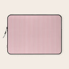 Ultra Fine Stripes Narrow Vertical Stripe Pattern in Fresh Cottage Pink and White Laptop Sleeve Gallery Image 1