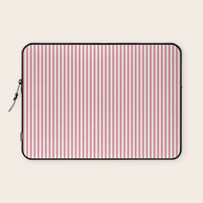 Ultra Fine Stripes Narrow Vertical Stripe Pattern in Fresh Cottage Pink and White Laptop Sleeve Gallery Image 1
