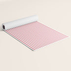 Ultra Fine Stripes Narrow Vertical Stripe Pattern in Fresh Cottage Pink and White Yoga Mat Gallery Image 2