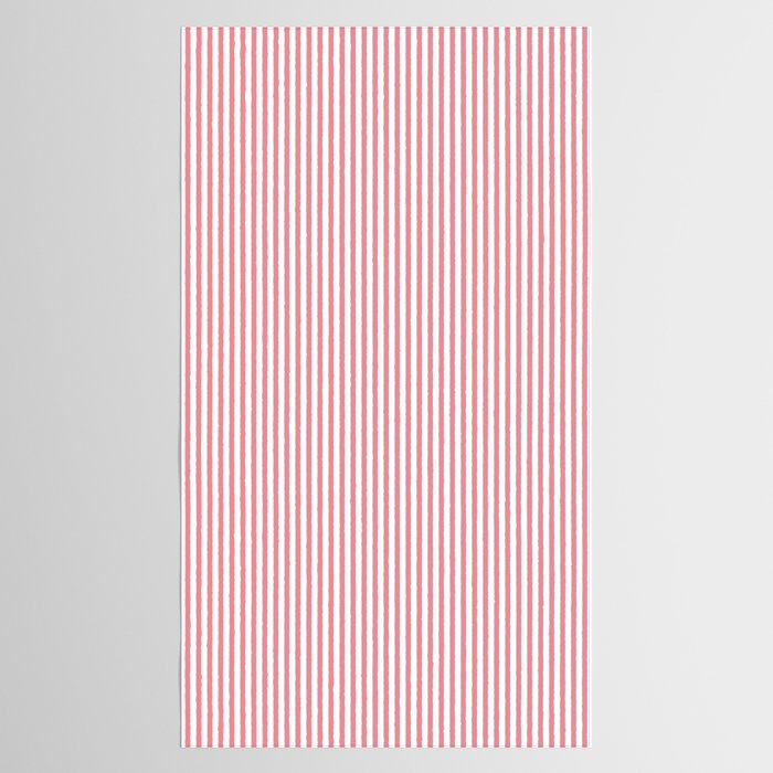 Ultra Fine Stripes Narrow Vertical Stripe Pattern in Fresh Cottage Pink and White Tablecloth Gallery Image 2