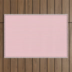 Ultra Fine Stripes Narrow Vertical Stripe Pattern in Fresh Cottage Pink and White Outdoor Rug Gallery Image 1