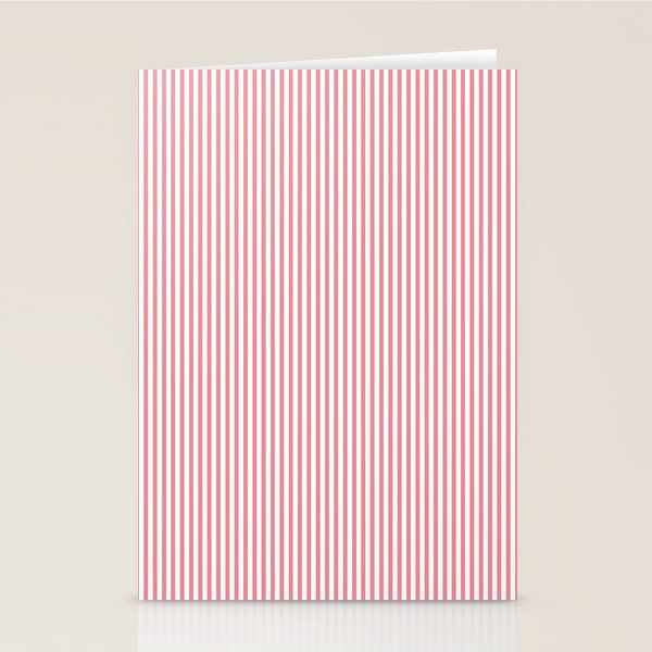 Ultra Fine Stripes Narrow Vertical Stripe Pattern in Fresh Cottage Pink and White Stationery Card Gallery Image 1