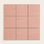 Ultra Fine Stripes Narrow Vertical Stripe Pattern in Fresh Cottage Pink and White Wood Wall Art Gallery Image 1