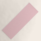 Ultra Fine Stripes Narrow Vertical Stripe Pattern in Fresh Cottage Pink and White Yoga Mat Gallery Image 1