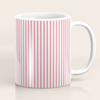 Ultra Fine Stripes Narrow Vertical Stripe Pattern in Fresh Cottage Pink and White Coffee Mug Gallery Image 1
