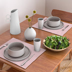 Ultra Fine Stripes Narrow Vertical Stripe Pattern in Fresh Cottage Pink and White Placemat Gallery Image 2