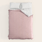 Ultra Fine Stripes Narrow Vertical Stripe Pattern in Fresh Cottage Pink and White Comforter Gallery Image 6