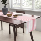 Ultra Fine Stripes Narrow Vertical Stripe Pattern in Fresh Cottage Pink and White Table Runner Gallery Image 2