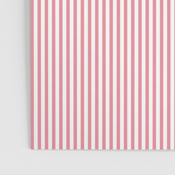 Ultra Fine Stripes Narrow Vertical Stripe Pattern in Fresh Cottage Pink and White Poster Gallery Image 3