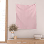 Ultra Fine Stripes Narrow Vertical Stripe Pattern in Fresh Cottage Pink and White Wall Tapestry Gallery Image 2