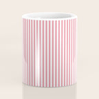 Ultra Fine Stripes Narrow Vertical Stripe Pattern in Fresh Cottage Pink and White Coffee Mug Gallery Image 4