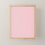 Ultra Fine Stripes Narrow Vertical Stripe Pattern in Fresh Cottage Pink and White Mini Art Print Gallery Image 1
