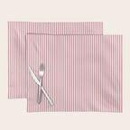 Ultra Fine Stripes Narrow Vertical Stripe Pattern in Fresh Cottage Pink and White Placemat Gallery Image 1