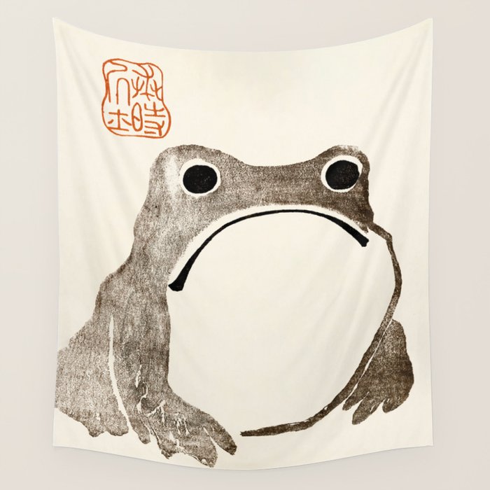 Unimpressed Frog Meika Gafu by Matsumoto Hoji 1814 - Frog Wall Tapestry Gallery Image 4