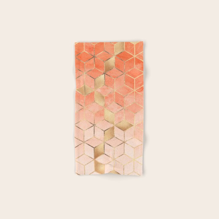 Soft Peach Gradient Cubes Hand & Bath Towel Gallery Image 1