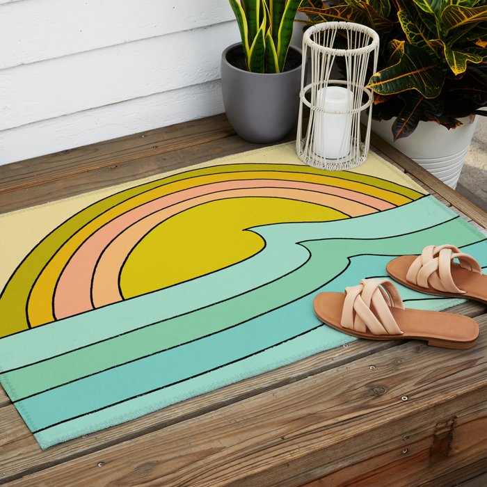 daydreams glassy swells and sunrise radiate by surfy birdy Outdoor Rug Gallery Image 2