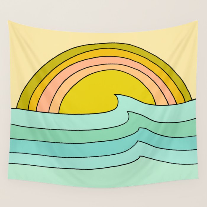 daydreams glassy swells and sunrise radiate by surfy birdy Wall Tapestry Gallery Image 4