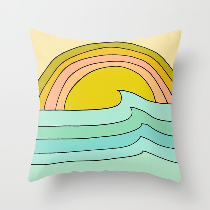 daydreams glassy swells and sunrise radiate by surfy birdy Throw Pillow Gallery Image 6