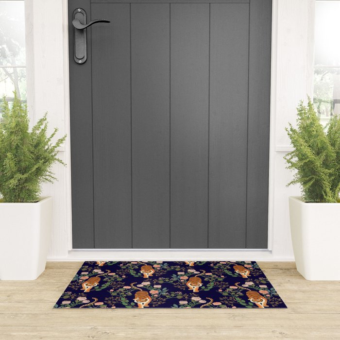 Tiger Floral Garden Welcome Mat Gallery Image 3