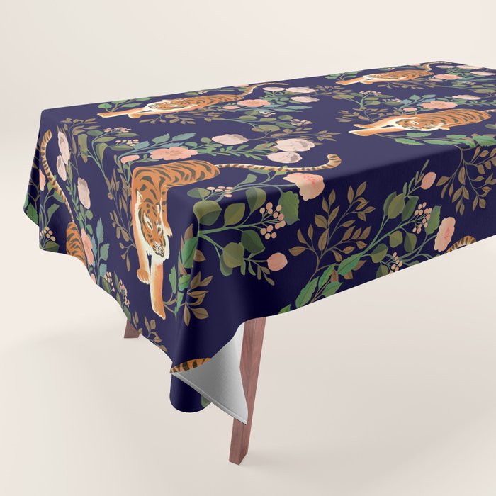Tiger Floral Garden Tablecloth Gallery Image 1