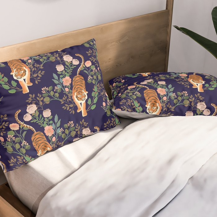 Tiger Floral Garden Pillow Sham Gallery Image 2