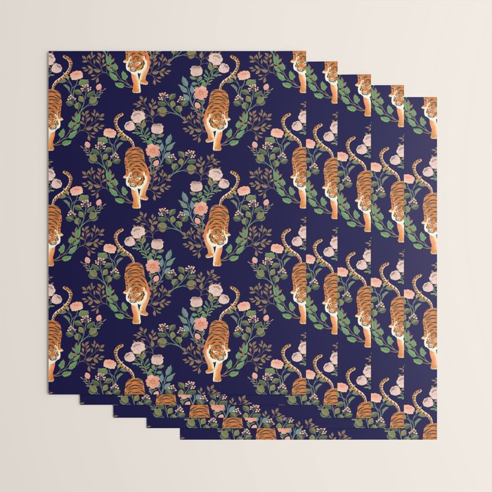 Tiger Floral Garden Wrapping Paper Gallery Image 3