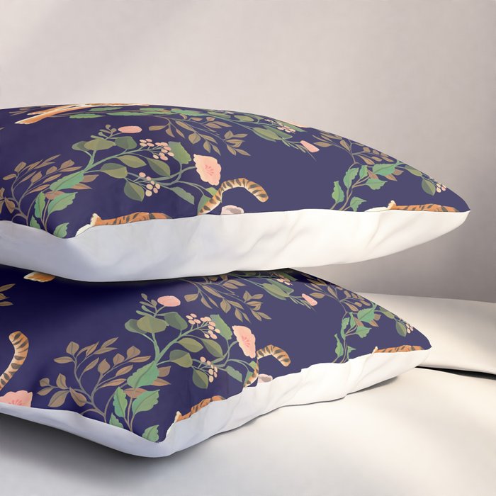 Tiger Floral Garden Pillow Sham Gallery Image 3