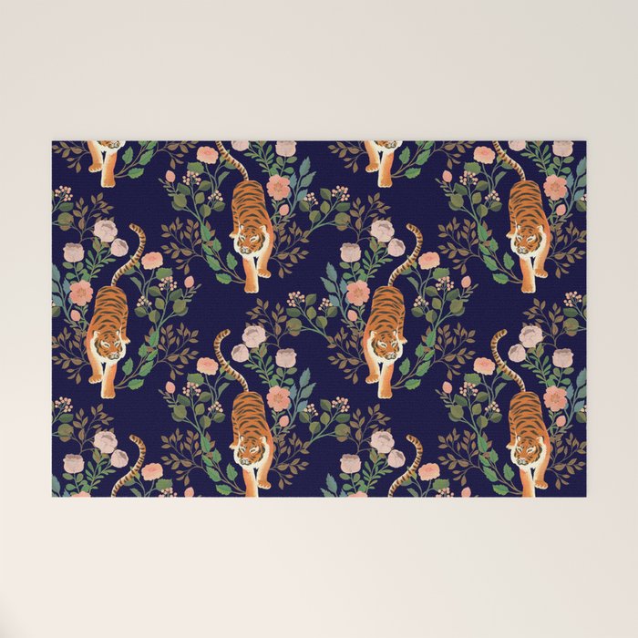 Tiger Floral Garden Welcome Mat Gallery Image 1