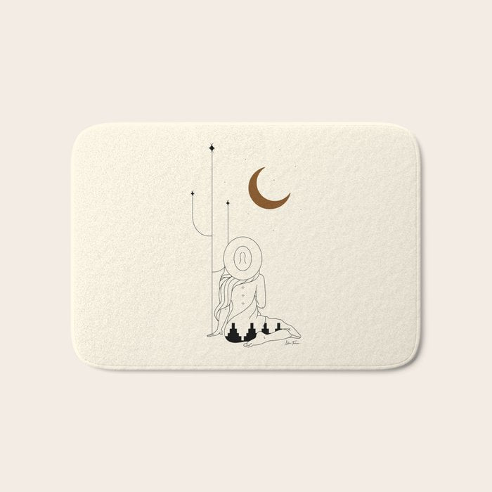 Talking to the Moon - Rustic Bath Mat Gallery Image 1