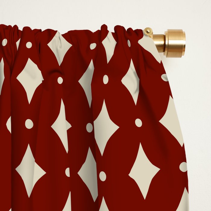 Vintage Stars VII Ruby Red Window Curtain Gallery Image 2